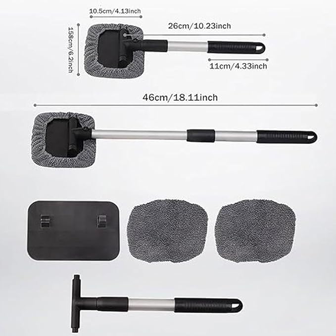 Windshield Window Cleaner Tool, Windshield Magnetic Car Window Cleaner, Magnetic Window Cleaner for Cars, Expandable Car Window Cleaner Tool with Microfiber Pads and Spray Bottles (2set)