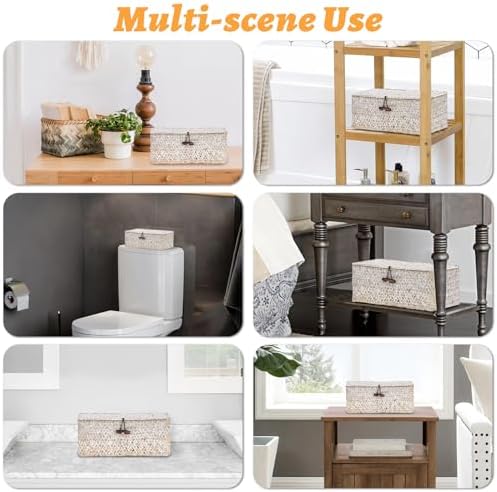 Sumnacon Wicker Basket with Lid,Tampon Holder for Bathroom,Whitewash,S | Natural Seagrass Female Product Organizer for Toiletries Pad Tampon Storage,Farmhouse Woven Baskets for Shelf, Toilet Tank