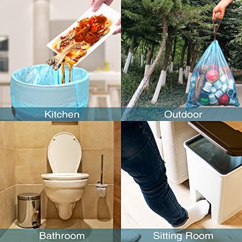 JOYEUX 2.6 Gallon Small Trash Bags, No-Tearing Drawstring Mini Garbage Bags | Wastebasket Bag for Bathroom Kitchen, Beachside Breeze Scent, 66 Count