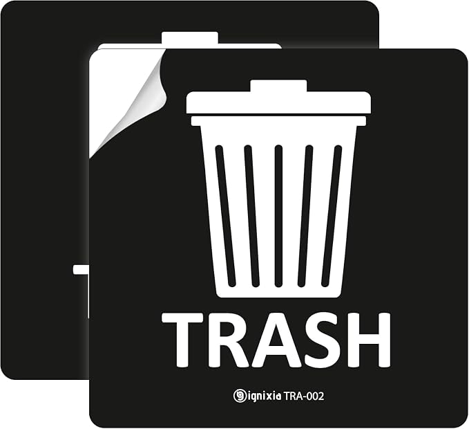 IGNIXIA Pack of 02 Recycle Sign Decals self Adhesive - Recycling Stickers 5 x 5 Inches Recycle and Trash Sticker for Trash can with Over Lamination- Recycle Labels (Black, 5 X 5 Inches)