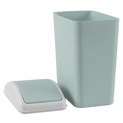 4.5 Gallon Plastic Trash Can with Lid, Swing Top Garbage Bin, Blue | Small Slim Swing Lid Trash Bin