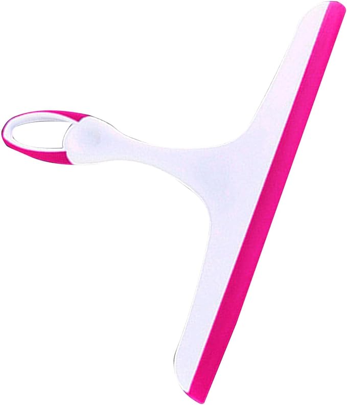 Rengue Double Sided Squeegee with Soft Blade for Windows Glass Shower Door Car Tiles Scratch Free Wiping (Rosy Red)