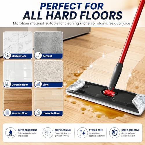 10 Pack H2prO Mop Pads,Compatible with O Cedar H2prO Flat Mop System Universal Mop Pads Mop Head Refills Washable Wet Mop,Replacment for Vileda H2prO Size Mops 15.94'' x 4.33''