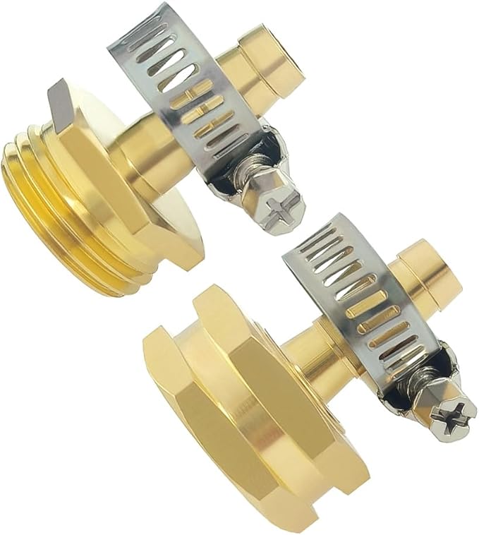 Hooshing 3/8" Garden Hose Repair Kit Male and Female Hose Mender End Repair | Heavy Duty Brass Hose Connector, with Stainless Clamps