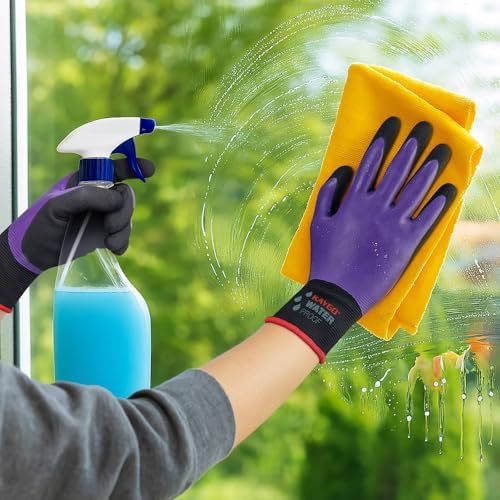 KAYGO Waterproof Work Gloves, Non-Slip Double Latex Coated, KG150 | Lightweight & Durable, Excellent Grip for Gardening, Construction, Fishing & Cleaning, for Men & Women