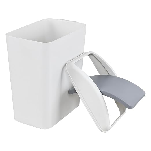 4.5 Gallon Slim Trash Bin with Lid, Swing Top Garbage Can, Gray | Narrow Design, Durable Plastic, Smooth Surface for Bathroom, Bedroom, Kitchen, Office