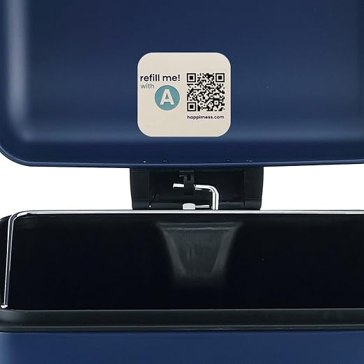 happimess Betty 8 Gal Step Trash Can Soft-Close Lid, Denim Blue | Removable Liner, Semi-Rectangular, Steel Pedal, Iron Powder Coated, 27" Height, Non-Skid Base