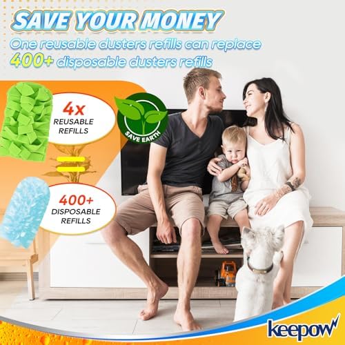 KEEPOW 20 Pcs Refills Compatible with Swiffer Duster, 360 Heavy Duty Fleece | Reusable 360 Degree Microfiber Fleece Duster Refills for Home, Office & Car Cleaning, Compatible with Swiffer Duster, 20 Pack