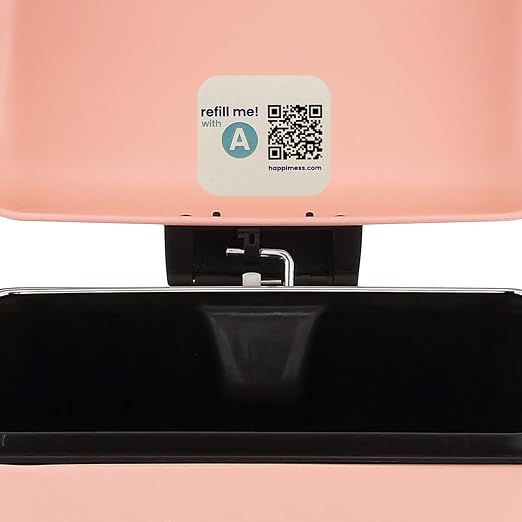 happimess Betty 8 Gal Step Trash Can Soft-Close Lid, Flamingo Pink | Removable Liner, Semi-Rectangular, Steel Pedal, Iron Powder Coated, 27" Height, Non-Skid Base