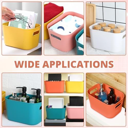 10 Pack Plastic Storage Bins for Classroom Organization School Supplies | 9.7" x 6.9" x 5.7" Small Colorful Bins, Built in Handles, Stackable Design, Teacher Desk Use, Home School Library Ready