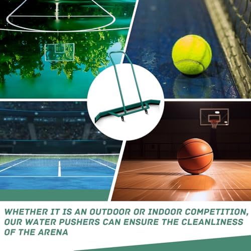 Leyndo Sport Tennis Court Squeegee 55.1x9.5x46.5 Inches Floor Squeegee Heavy Duty with Handle Aluminium Alloy, Green Wheel Commercial Water Remover Professional Accessories Squeegee Broom