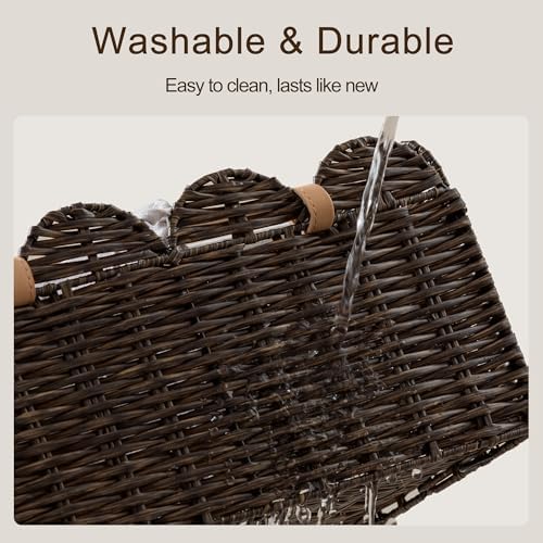 HBlife Baby Diaper Caddy Organizer, Large Portable Scalloped Plastic Wicker Woven Basket with Divider, Nursery Diaper Station, Baby Shower Gifts Basket, Car Organizer, Washable Waterproof
