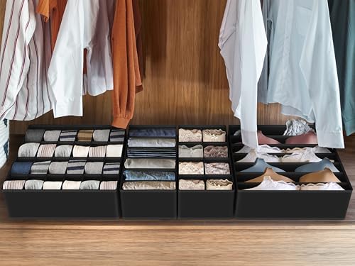 Simple Houseware Closet Underwear Organizer Drawer Divider Assorted 7 pcs | Black