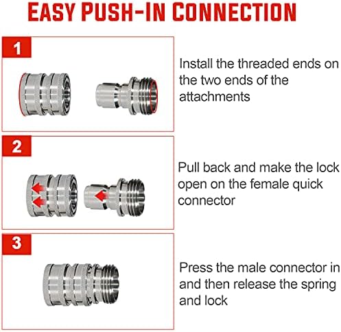 YAMATIC Stainless Steel Garden Hose Quick Connectors, 3/4" Thread (2 PACK) | Heavy Duty Stainless Steel Fittings, Durability and Leakproof for Garden, Yard, Lawn, Instant Connection
