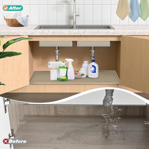 Silicone Under Sink Mat 22"x19", Waterproof Cabinet Liner, MintGreen | Shelf Liner, Cabinet Protector, Home Organizer, for Kitchen, Bathroom, Multipurpose, Leak Proof, Easy Clean, Drip Tray, Clean