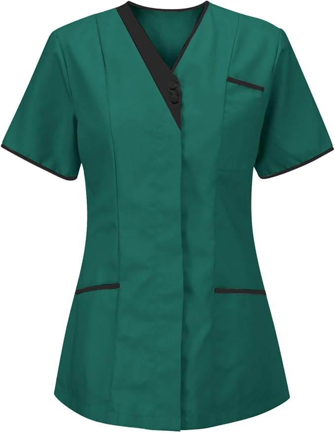 Housekeeping Uniforms - Scrub Tops for Women - Women's Lightweight Stretchy Scrubs for Cleaning Jobs Uniform
