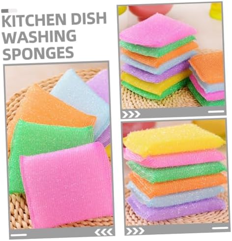 Ipetboom 20pcs Non Scratch Kitchen Dish Scouring Pads Soft Sponge for Washing Dishes and Pans Scratch Resistant Cleaning Scrubbers with Odor Microfiber Multipurpose Kitchen Random Color