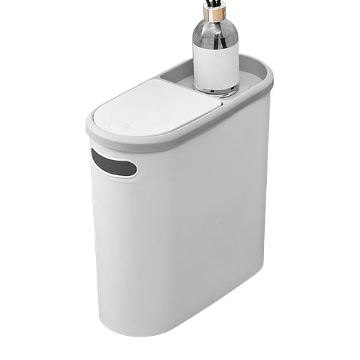 Slim Trash Can with Lid Slim Rubbish Container | Leakproof Rubbish Bin for Apartment RV Office Dormitory Boat Bathroom Bedroom Laundry Room Garage
