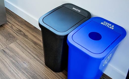 City Box Recycling Plastic Trash Can with Lid for Office | Available 7 & 10 Gallon Sizes, Durable Plastic Construction, Secure Lid, Lightweight Design Indoor Recycling bin for kitchen