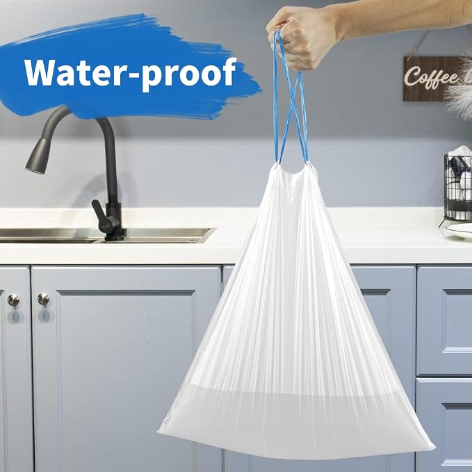 Charmount 4 Gallon Trash Bag - Drawstring Small Trash Bags 120 Count | Unscented Clear Trash Can liners for Bathroom, Office, Kitchen Small Trash Can