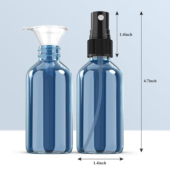 Spray Bottle, 2 oz Fine Mist Glass Spray Bottles, Little Refillable Liquid Containers for Watering Flowers Cleaning (16 Pack Indigo Blue)