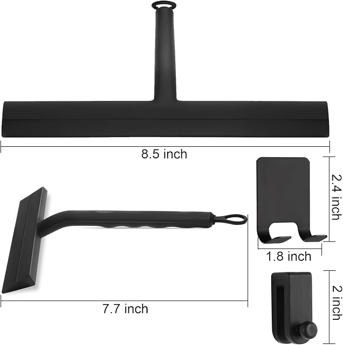 wlich 8 Inch Shower Squeegee, Silicone Squeegee for Glass Doors with 2 Hook | Streak-Free Cleaning, No-Drill Storage Hook, Non-Slip Handle, for Home, Hotel, Gym, Office Glass, Mirrors, Tiles, Windows