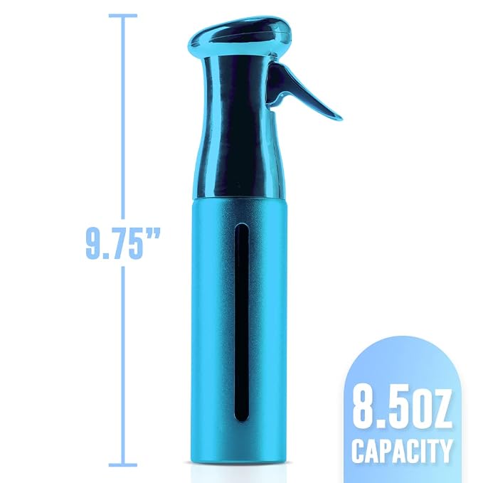 Colortrak Luminous Spray Bottle, 250ml/8.5oz, Aqua | Full 360 Degree Distribution for Custom Saturation, Easy-Use Pump for Hair Misting, Quick View Window to Monitor Water Level