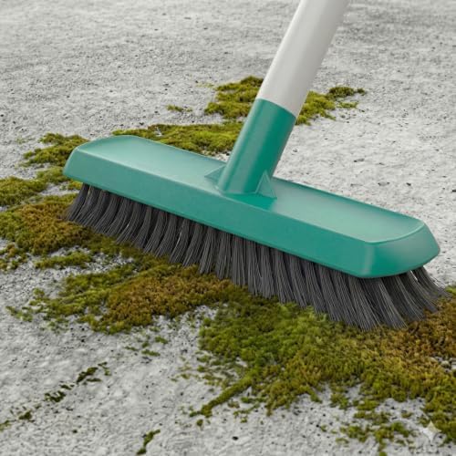 53" Wheeled Blade & Brush Head Crack Weeder Tool, Adjustable Long Handle | 2-in-1 Long Handle Moss Remover, Stainless Steel Crevice Weeding Puller for Sidewalk, Driveway, Patio, Pavers, Garden