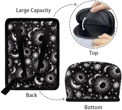 Celestial Sun Moon Stars Print Trash Can for Car Leakproof Garbage with Lid and Zipper Trash Bin Hanging Back of Seat Auto Interior Accessories Universal Fit Most Truck SUV Van