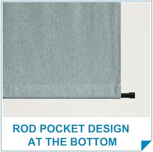 RYB HOME Door Window Curtains, Rich Linen Texture Room Darkening Thermal Insulated Tricia French Door Curtains Drapes Blinds for Patio Doorway, W26 x L80 inch, 1 Panel, Stone Blue