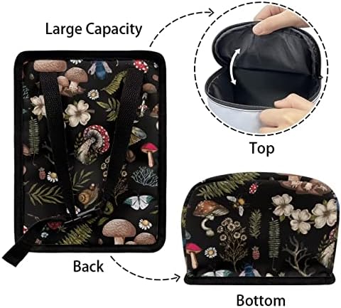 Auto Trash Can, Dark Wild Mushroom Ferns Printed, Manual-Lift, 14"W x 14"H x 14"D