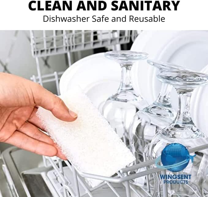 Commercial Light Duty White Scrub Pad - 4.6" x 10" Non-Abrasive Cleaning Pad for Delicate Surfaces, Kitchen, Bathroom, Glass & More (2)