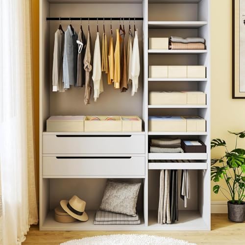 DIMJ Drawer Organizer Clothes, 15 Pack Dresser Organizer, Foldable Closet Organizers and Storage, Fabric Dresser Bins, Drawer Dividers for Nursery, Baby Clothes, Underwears, Sock (Beige)