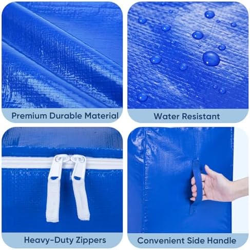 BALEINE 6-Pack Oversized Moving Bags with Reinforced Handles, Heavy-Duty Storage Tote for Clothes, Moving Supplies (Royal Blue, 6-Pack)