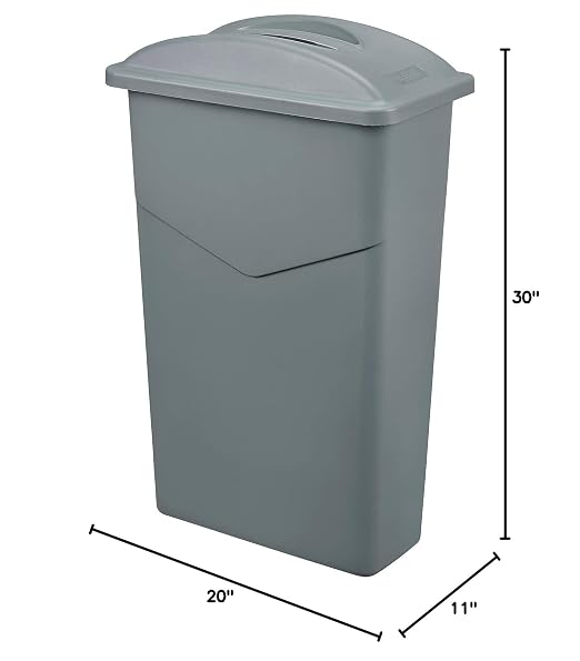 Global Industrial Slim Trash Container with Open Top, Plastic Construction, | 23 Gallon Capacity, 20"W x 11"D x 30"H, For Indoor Use, Lid Sold Separately, Gray