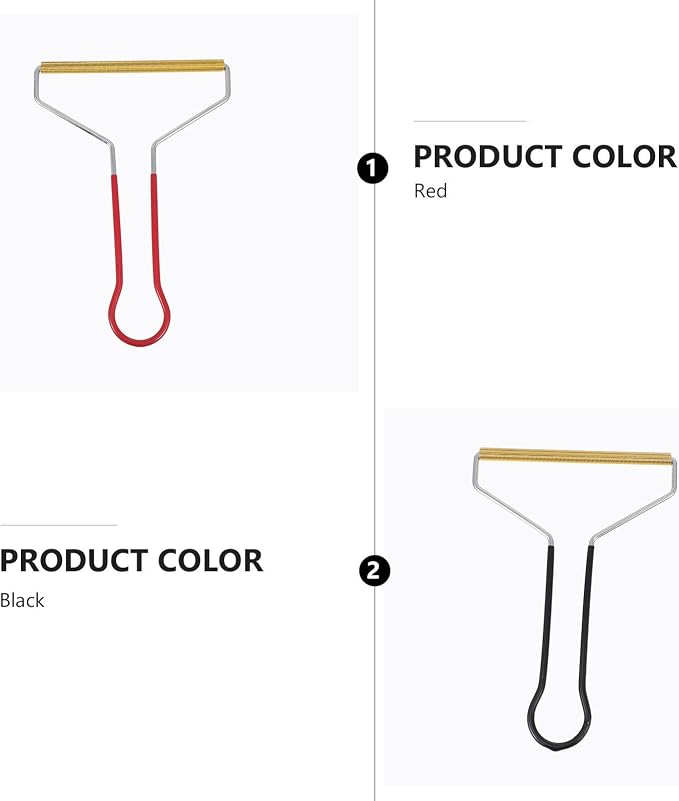 TOYANDONA Manual Double-Sided Metal Lint Remover 2pcs Set with Colored Handles for Clothes and Fabric Cleaning Random Color