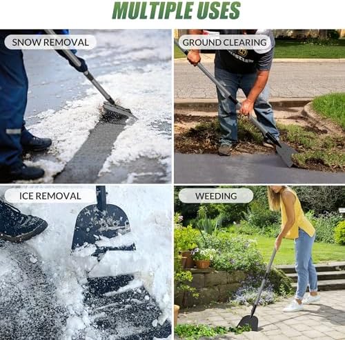 Walensee Floor Scraper, Long Handle Flat Shovel for Weeding and Lawn Edging | Wide Flat Blade Removes Weeds, Moss And Debris From Yards, Patios And Sidewalks, Also Scraping Light Ice And Snow In Winter.