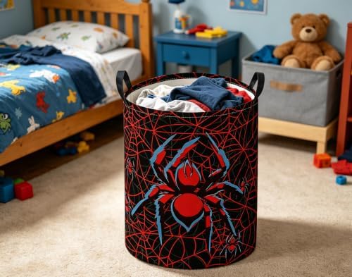 Baby Laundry Basket Baby Nursery Hamper Kids Laundry Basket Toy Storage Bin for Boys Room Decor Gift Baskets for Bedroom Bathroom(Spiders)