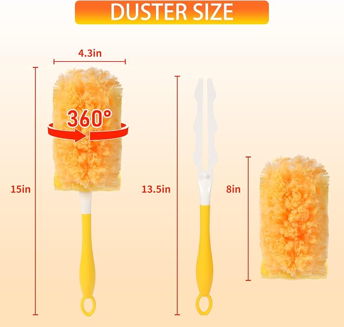 36 Count Duster Refills with 1 Firm-Grip Handle for Swiffer Duster | Multisurface 360° Dusters with 4X Microfibers, Unscented Disposable Duster Refills for Cleaning Home