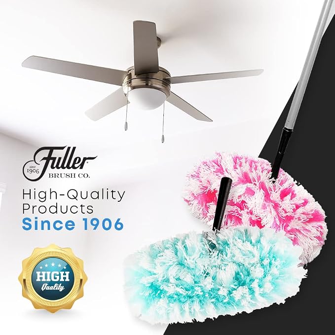 Fuller Brush Fuzzy Fan Duster – Dust & Clean Ceiling Fans, Walls, Woodwork – Polystatic & Microfiber Grabs & Holds Dust, Lint, Cobwebs & Dirt - Fan Duster with Handle (Teal)
