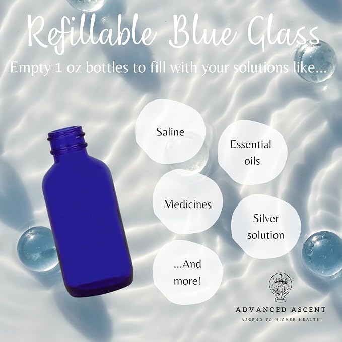 Cobalt Blue Glass 1 oz with Nasal Sprayer - EMPTY, Refillable, Travel Size, Quality Glass! (3 Pack)