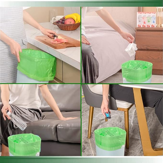 Biodegradable Small Trash Bags, 2.6 Gallon 5 Rolls/100 Count, Green | Extra Thick Garbage Bags, Recycling & Degradable, for Kitchen Bathroom Office Car Pet Use. Eco-friendly Wastebasket Liners
