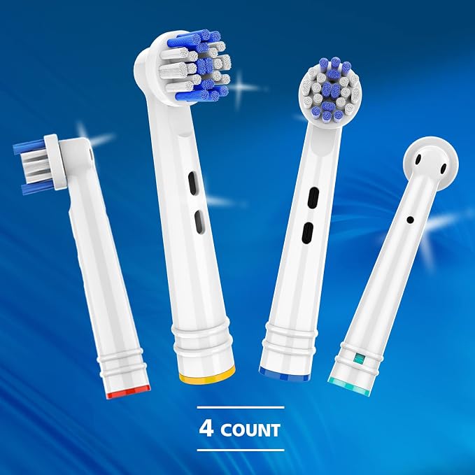 Replacement Brush Heads for Oral-B Braun Electric Toothbrush,4Pcs | Refills for Vitality, Round Head Fit Model 3756 3757 3744 3765 3709 4729, for Precision-Clean, End-rounded DuPont Bristles
