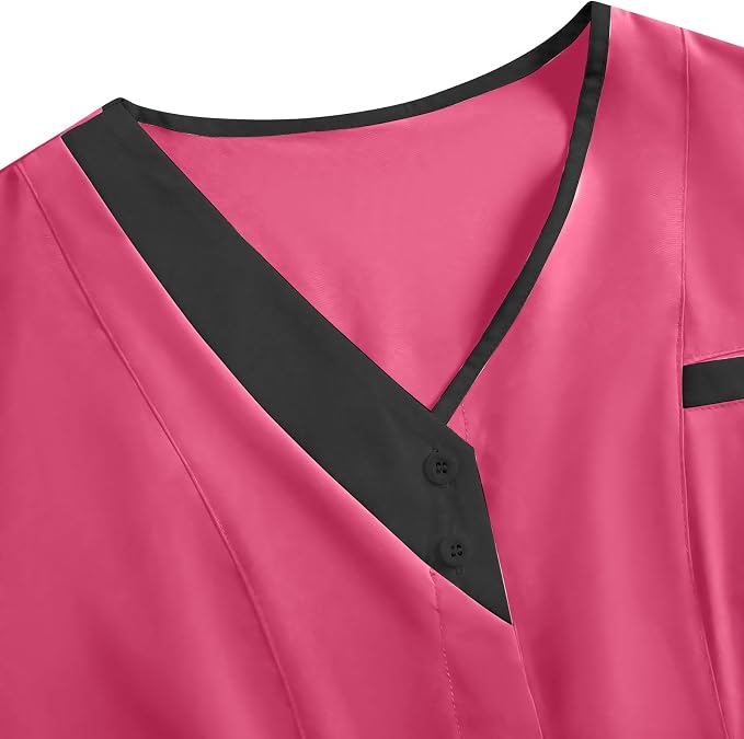 2026 Housekeeping Uniform Cleaning Uniforms - Button V Neck Top & Pants with Multi Pockets - Scrubs for Women