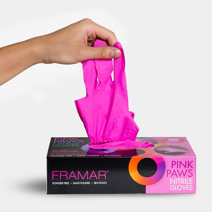FRAMAR Pink Gloves Disposable Latex Free Large, Nitrile Gloves Large | Non Latex, Powder Free, Guantes De Nitrilo, For Hair Dye, Cleaning, Tattoo, Food Prep, Extra Durable, 100 Pack
