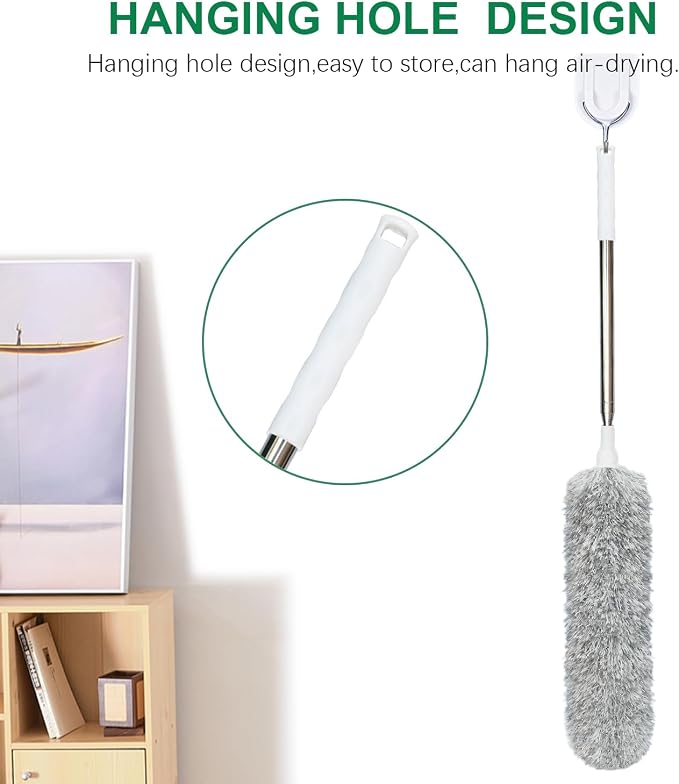 100-inch Extra-Long Dusters, Cleaner Tools with Extension Pole and Bendable and Washable Microfiber Head, Feather Duster for High Ceilings,Ceiling Fan,Furniture