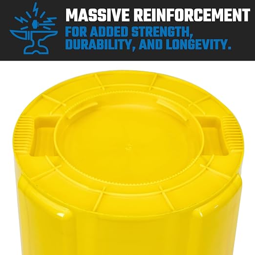 Magnum 44 Gallon Trash Can, High-Vis Yellow, Construction Grade, Heavy Duty Plastic, Jobsite Ready for Handling and Holding Garbage CMTC-C000-44Y01 (1 Pack)