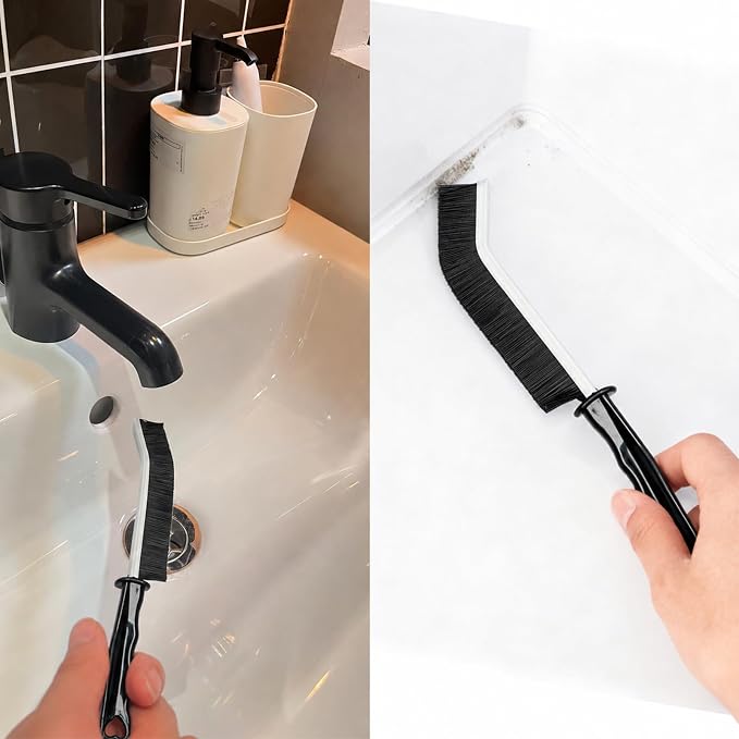 Crevice Cleaning Brush Set, Hard Bristle Grout Brush, 10-Pack | Narrow Cleaning Brushes with Stiff Bristles for Grout, Gaps, Kitchen Sinks, Bathroom Tiles, Window Tracks and Tight Spaces