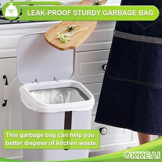 OKKEAI Small Trash Bags White 4 Gallon Bathroom Garbage Bags, 150 Count | Strong Trash Bags with, Wastebasket Liners for Office and Home Use