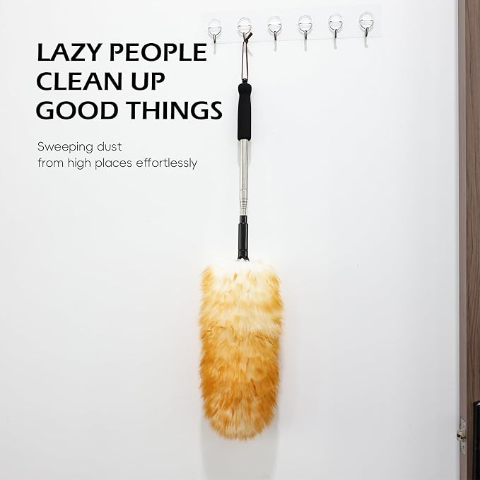 Extendable Cleaning Duster,66.9Inch Telescoping Feather Dusters with Stainless Steel Extension Pole for Cleaning High Ceiling Fan, High Ceilings,Furniture